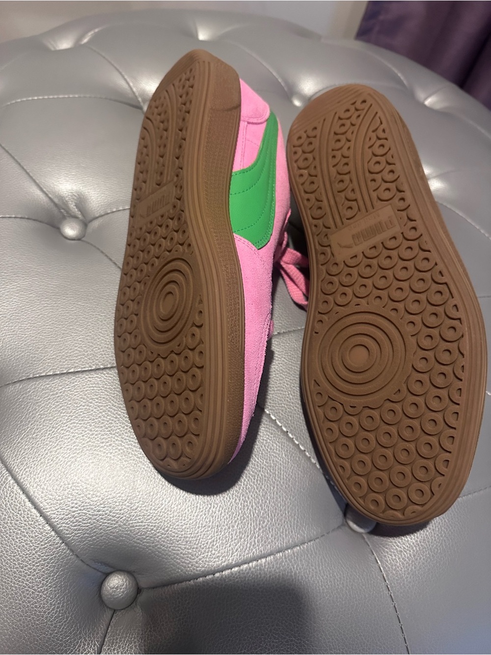 Puma Pink & Green ‘Palermo’ Suede Sneakers - Picture 6 of 8